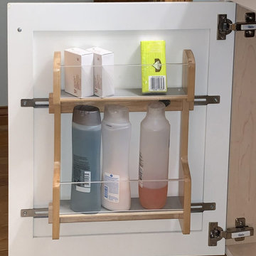 Door-mounted bath storage rack