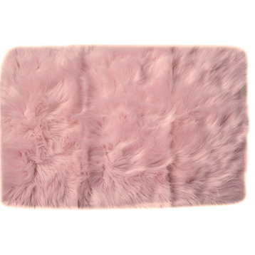 Plush and Soft Faux Sheepskin Fur Shag Area Rug, Dusty Rose, 5' X 7'