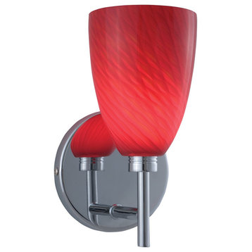 Jesco Ws220-Rd/Sn Envisage Goblet Wall Sconce,Red, Satin Nickel