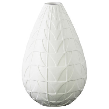 Urban Trends Ceramic Bellied Round Vase With White Finish