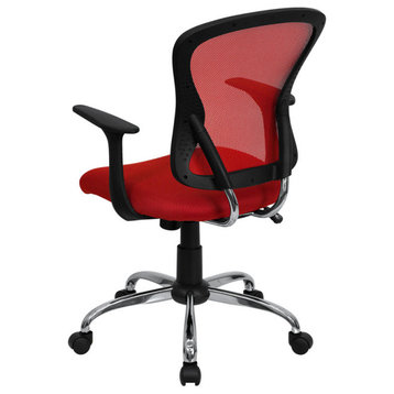 Mid-Back Mesh Swivel Task Chair with Chrome Base, Red