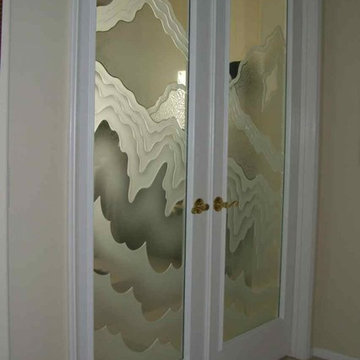 Interior Glass Doors with Obscure Frosted Glass Designs - Rugged Waves