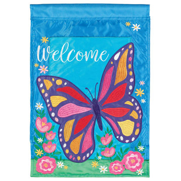 Flag Large Butterfly Welcome 29x42