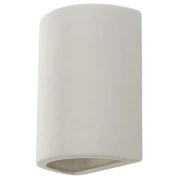 Evans Half Cylinder Indoor Wall Light, Paintable Bisque, Close Top