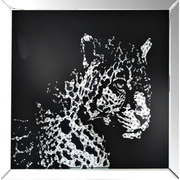 ACME Nevina Wall Art, Mirrored and Crystal Leopard