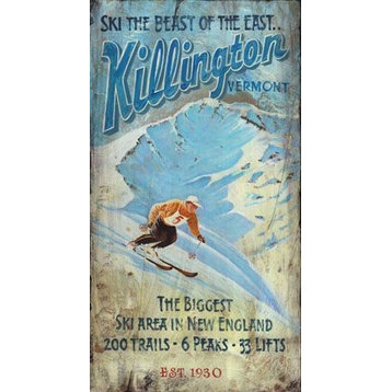 Vintage Killington Ski Slopes Wall D'cor