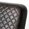 Horace I Black Diamond Patterned Genuine Leather w/ Gold Iron Frame Accent Chair