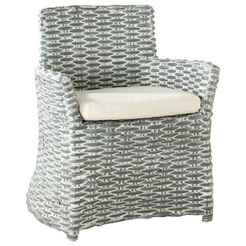 Safavieh Renee Rattan and Cotton Arm Chair in Gray