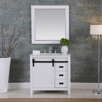 Kinsley 36" Single Bathroom Vanity Set in White and Carrara White Marble Counter