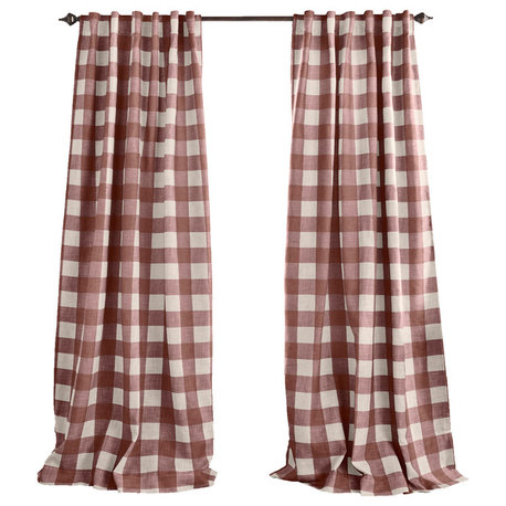 Grainger Buffalo Check Blackout Window Curtain, Red, 52"x84"