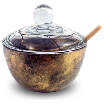 Handcrafted Glass Lidded Bowl, Celebration