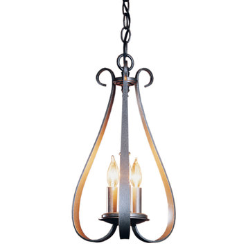 Sweeping Taper 3 Arm Chandelier, Natural Iron Finish