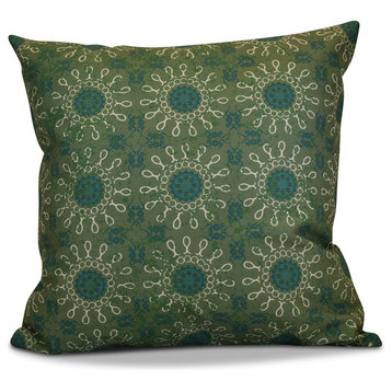 Sun Tile Geometric Print Pillow, Green, 16"x16"
