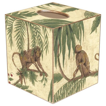 TB366-Monkey & Palms on Ivory Tissue Box Cover
