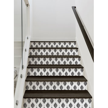 Line Leaves Peel and Stick Stair Riser Strips, Black, 48"w X 7"h, 6 Pack