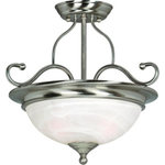 Hardware House - Hardware House 54-3967 Saturn - Two Light Semi-Flush Mount - Dimable: YesSaturn Two Light Sem Satin Nickel Alabast *UL Approved: YES Energy Star Qualified: n/a ADA Certified: n/a  *Number of Lights: Lamp: 2-*Wattage:60w Medium Base bulb(s) *Bulb Included:No *Bulb Type:Medium Base *Finish Type:Satin Nickel