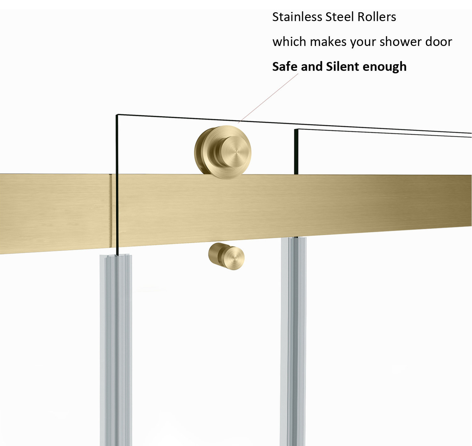 Spezia Double Sliding Frameless Shower Door, Brushed Gold, 60" W X 76" H