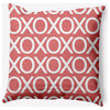 Hugs and Kisses Valentines Decorative Throw Pillow, Coral, 18"x18"