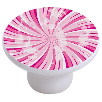 Pink Swirl Ceramic Cabinet Drawer Knob