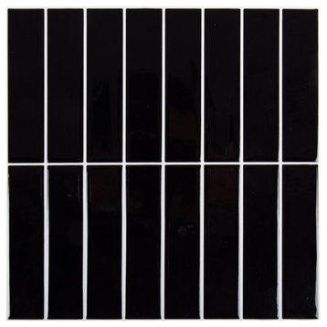 Truu Design Plastic Peel/Stick Backsplash Wall Tile Set in Black (Set of 6)