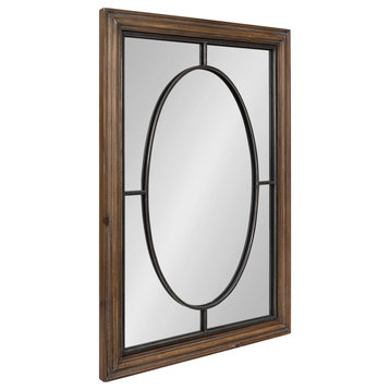 Silverthorne Wood Framed Wall Mirror, Rustic Brown 24x34.75