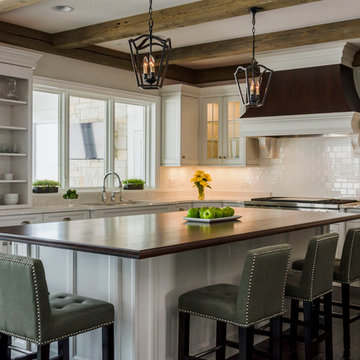 Transitional Kitchen with Barn beams