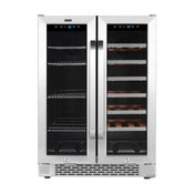 Whynter 24" Built-In French Door Dual Zone 20 Bottle Wine 60 Can Beverage Cooler