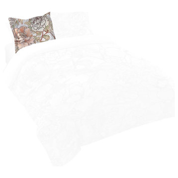 Laural Home Blushing Pale Pink Peonies Standard Pillow Sham, 20"x30"