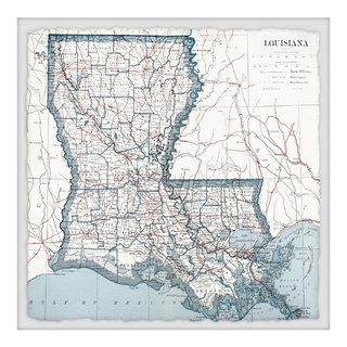 Louisiana Lithograph Map