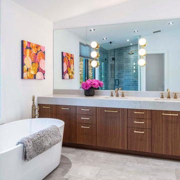 Walnut Slab Master Bathroom