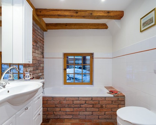 Fotos de baños | Diseños de baños rústicos con suelo de baldosas de