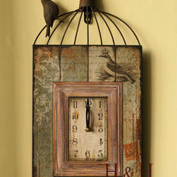 23"H Shabby Chic Birdcage Design Iron Wall Clock - Wall Clocks