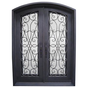 Amorosa 72"x96" Wrought Iron Door, 8" Jamb, Aged Bronze Patina, Right Hand