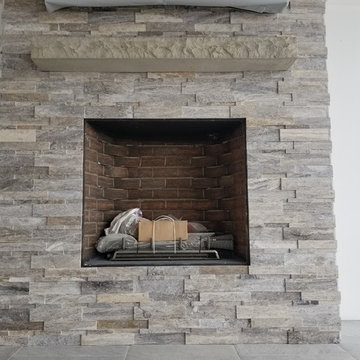 Silver Travertine Fireplace