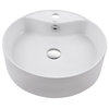 Elavo Ceramic Round Vessel White Sink, Overflow Drain Chrome