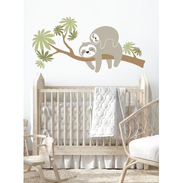 Sloths On A Tree Branch Wall Decal, Scheme C