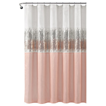 Night Sky Shower Curtain, 72"x72", Blush/White