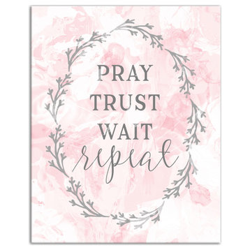 Pray Trust Wait Repeat Wreath 16x20 Canvas Wall Art