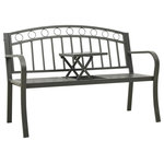 vidaXL - vidaXL Garden Bench With a Table 49.2" Steel Gray - vidaXL Garden Bench with a Table 49.2" Steel GrayvidaXL Garden Bench with a Table 49.2" Steel Gray - 312041, With a stylish yet practical design, this garden bench takes your outdoor living space to the next level! Made of powder-coated steel, this garden bench is weather-resistant and highly durable. Two curved metal armrests provide you with a perfect place to rest your tired arms. The table designed in the centre of the bench allows you to keep the snacks and drinks within reach. Relax and enjoy your leisure time on this lovely bench!
