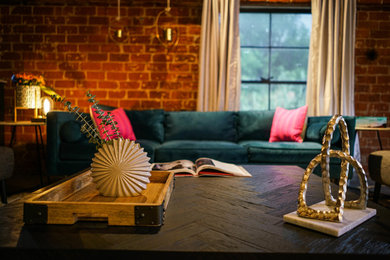 Inspiration for an eclectic concrete floor and gray floor living room remodel in Los Angeles