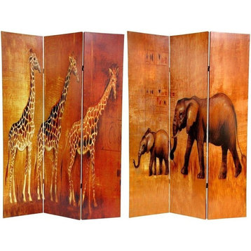 6' Tall Giraffe and Elephant Double Sided Room Divider
