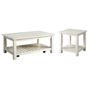 Home Square 2-Piece Set with Coffee Table & End Table in Antique White