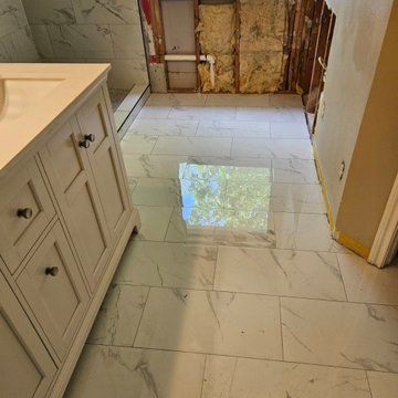 installation of bathroom floor tile
