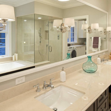 Master Bathroom with multiple sinks, shower and bathtub