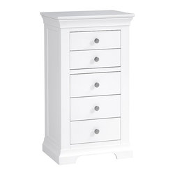 Chantilly White Tall 5 Drawer Chest - Dressers