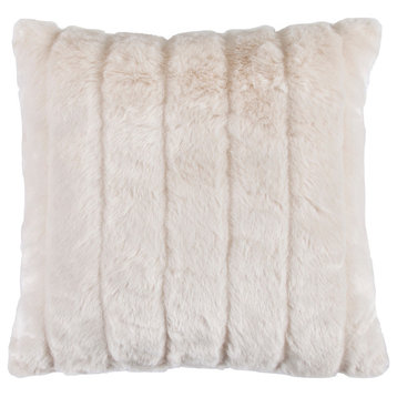 Oversized White Mink Pillow, 22"x22" White