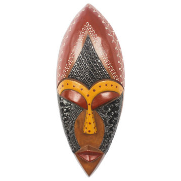 Novica Handmade Face Of Favor African Wood And Aluminum Mask