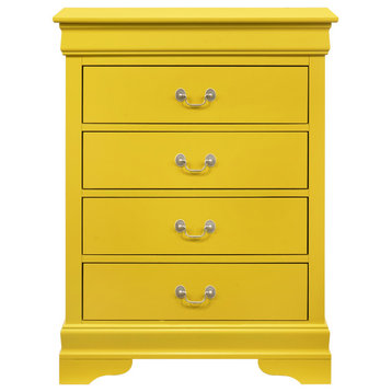 Louis Phillipe Yellow 4 Drawer Chest of Drawers (41 in L. X 16 in W. X 41 in...