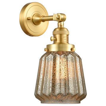 Chatham Sconce With Switch, Satin Gold, Mercury