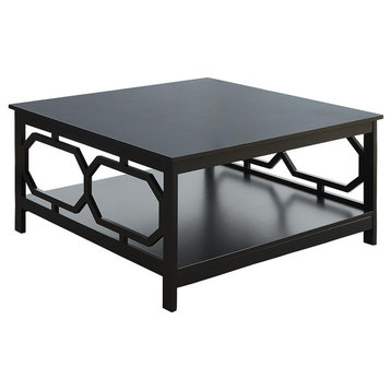 Convenience Concepts Omega Square 36" Coffee Table in Black Wood Finish